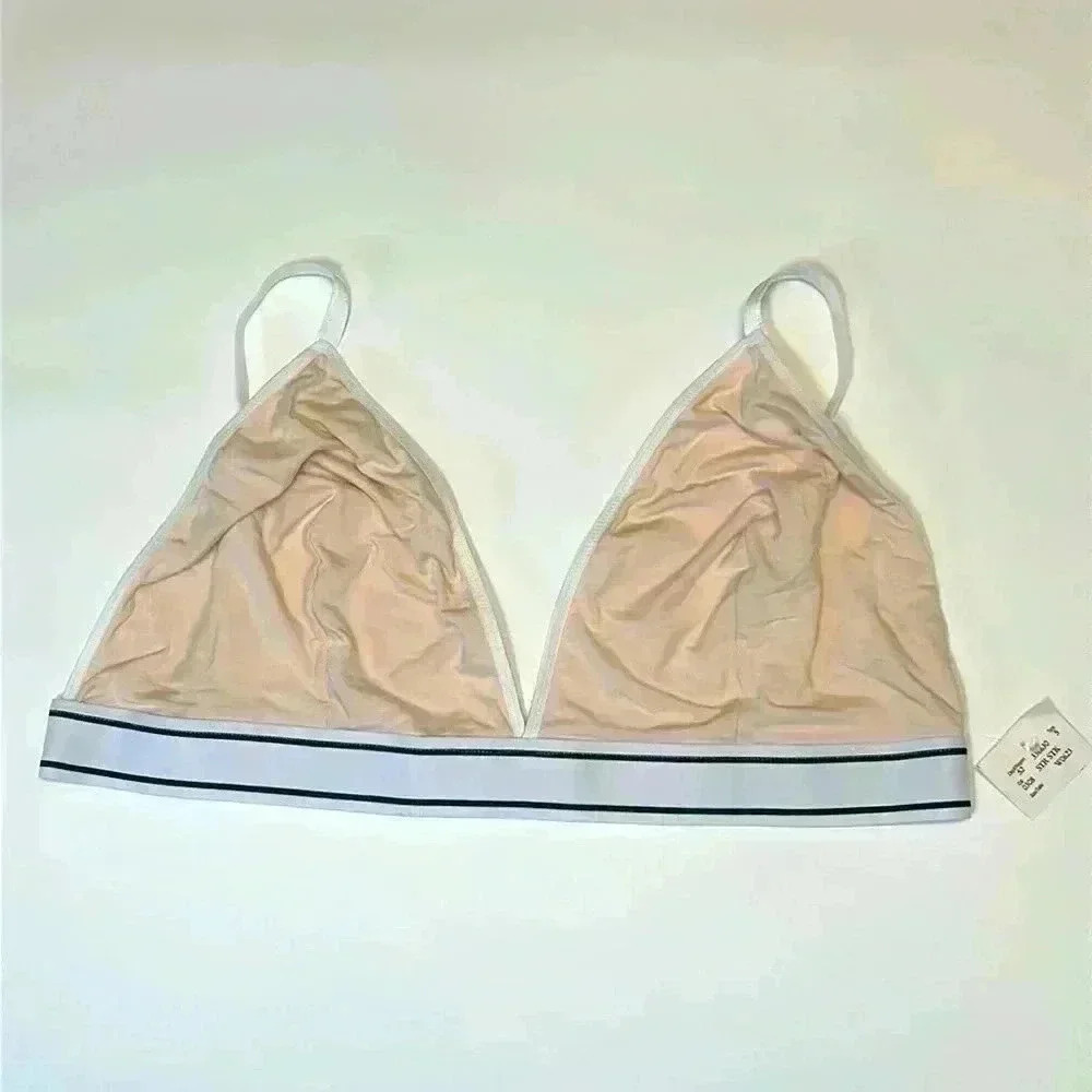 Pop Underwear Bralette XXXL Bra Cotton Comfortable Sleep Plus Size Peach White